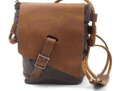 Cool Mens Waxed Canvas Leather Small Courier Bags Canvas Side Bags Messenger Bag for Men