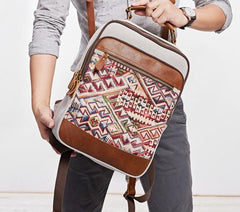 Vintage Canvas Gray Mens Backpack Canvas Travel Bag Canvas School Bag for Men