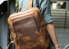 Vintage Leather Mens Backpacks Travel Backpack Laptop Backpack for men