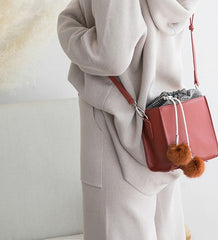 Small Cute Leather Womens Stylish Bucket Crossbody Purse Barrel Shoulder Bag for Women