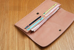 Leather Cute Womens Long Slim Wallet Bifold Long Wallet Clutch For Women
