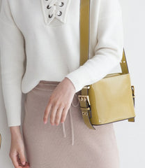 Cute Leather Womens Stylish Bucket Shoulder Bag Barrel Crossbody Purse for Women