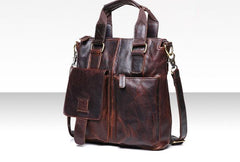 Vintage Coffee Leather Mens Briefcase Laptop Bag Business Bags Work Bag for Men
