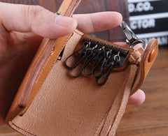 Genuine Leather Mens Cool Key Wallet Car Key Change Coin Card Holder Car Key Case for Men