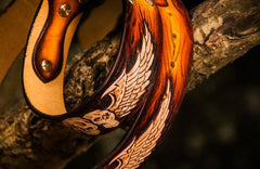 Handmade Cool Brown Leather Tooled Skull Mens Belt Leather Men Belt for Men