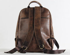 Vintage Leather Mens Backpack Large Coffee Travel Backpack School Backpack for men