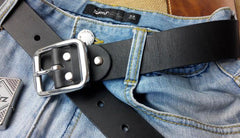 Handmade Black Leather Mens Belt Leather Belt for Men