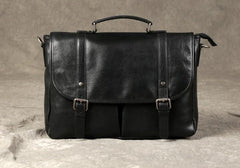 Genuine Leather Mens Cool Black Briefcase Work Bag Business Bag for men