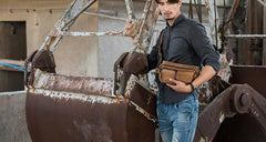 Vintage Leather Fanny Packs Mens Waist Bag Hip Pack Belt Bag for Men