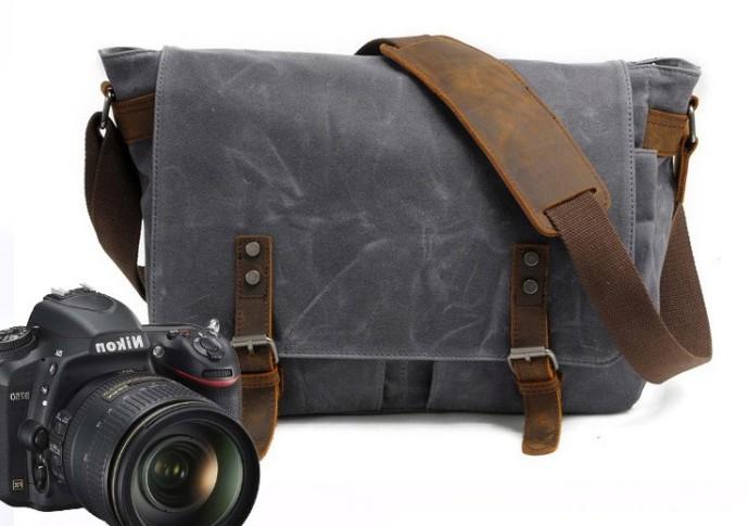 Waxed Canvas Mens Camera Shoulder Bag Canvas Messenger Bag Canvas Camera Side Bag for Men