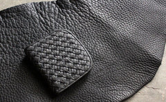 Cute LEATHER Womens Braided Small Wallet Bifold Leather Small Wallet FOR Women
