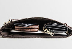 Handmade leather clutch bag wallet leather ipad case men Black long wallet