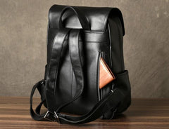 Genuine Leather Mens Cool Backpack Large Black Travel Backpack Hiking Backpack for men