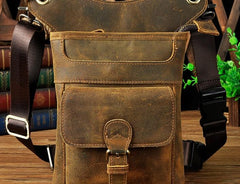 Cool Biker Leather Drop Leg Bag Mens Belt Pouch Waist Bag Shoulder Bag for Men