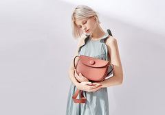 Cute Leather Red Brown Womens Saddle Purse Saddle Shoulder Bag for Women