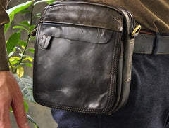 Small Mens Leather Belt Pouch Side Bag Belt Case Waist Pouch Holster for Men
