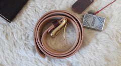 Handmade Vintage Red Brown Leather Mens Belt Leather Belt for Men
