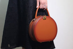 Women Leather round circle handbag shoulder bag for women leather crossbody bag