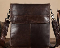 Cool Coffee Small Square Leather Mens Side Bag Messenger Bag Shoulder Bag for Men