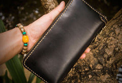 Handmade leather carp biker wallet clutch zip long wallet brown leather men phone - EverHandmade