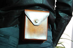 Handmade Brown Leather Belt Pouch Mens Waist Bag CIGARETTE Pouch for Men