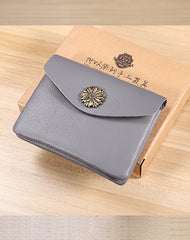 Slim Women Light Brown Sunflower Leather Card Wallet Minimalist Envelope Card Holder Wallet Coin Wallet For Women