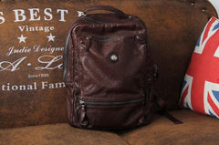 Cool Black Leather Mens Backpack Large Travel Backpack Brown Hiking Backpack for men