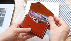 Leather Mens Card Wallet Front Pocket Wallet Small Slim Wallet Change Wallet for Men