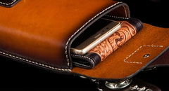 Handmade Biker Leather Belt Pouch Mens Cases Waist Bags Hip Pack Belt Bag for Men