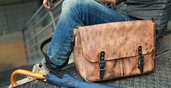 Cool Handmade Vintage Leather Mens Messenger Bags Shoulder Bag for men