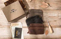 Leather Mens Coin Holders Slim Front Pocket Wallet Change Wallet for Men