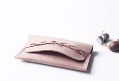 Handmade leather braided personalized custom billfold coin change wallet card wallet for women