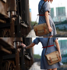 Handmade Vintage Leather Mens Messenger Bags Coffee Shoulder Bags for Men