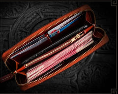 Handmade Leather Tibetan Mens Biker Chain Wallets Cool Long Chain Wallets for Men
