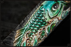 Handmade Leather Tooled Carp Mens Belt Cool Leather Men Belt for Men