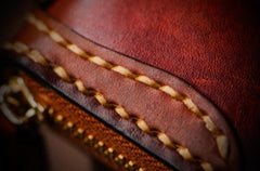 Handmade Leather Mens Chain Biker Wallets Cool Leather Wallet Long Clutch Wallet for Men