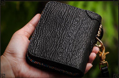 Handmade Leather Small Tooled Mens Cool billfold Wallet Chain Wallets Biker Wallet for Men