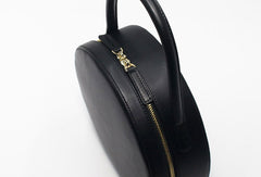 Black Leather circle Purse handbag bag for women leather purse shopper bag