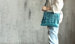 Vintage WOMENs LEATHER Tassels Shoulder Bag Handmade Crossbody Purse With tassels