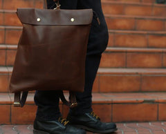 Cool Black Mens Leather Backpack Travel Backpacks School Backpacks for men