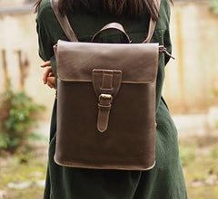 Cool Mens Leather School Backpack Travel Backpack Leather Satchel Backpack for Men