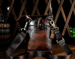 Mens Leather Small Side Bag Waist Pouch Holster COURIER BAG Belt Case Belt Pouch for Men