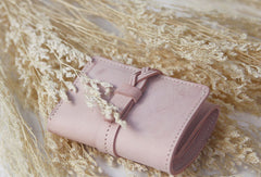 Handmade leather braided personalized custom clutch purse billfold triple wallet purse clutch women