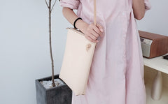 Handmade Leather Beige Womens Tote Crossbody Purse Tote Shoulder Bag for Women