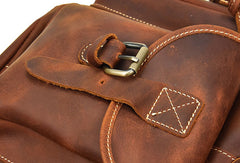 Genuine Leather Mens Cool Backpack Large Brown Travel Bag Hiking Bag For Men