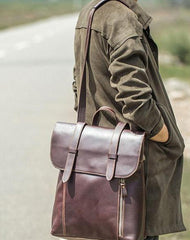 Vintage Leather Mens Travel Backpack Bag Work Backpack for Men