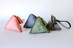 Cute Triangular LEATHER Womens Small Coin Wallet Leather Change Small Wallet FOR Women