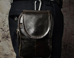Small Mens Leather Belt Pouch Side Bag Holster Belt Case Waist Pouch for Men
