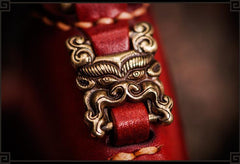 Handmade Leather Small Tooled Mens billfold Wallet Cool Chain Wallet Biker Wallets for Men