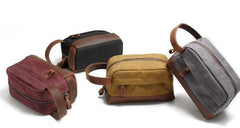 Cool Waxed Canvas Leather Mens Wristlet Bag Vintage Clutch Zipper Bag for Men